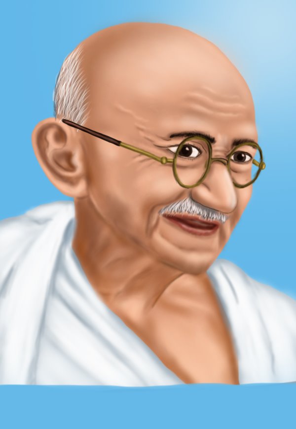 600x870 Learn How To Draw Mahatma Gandhi - Gandhiji Drawing