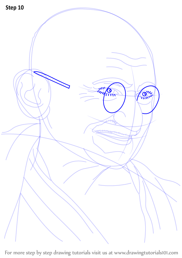 598x844 Learn How To Draw Mahatma Gandhi - Gandhiji Drawing
