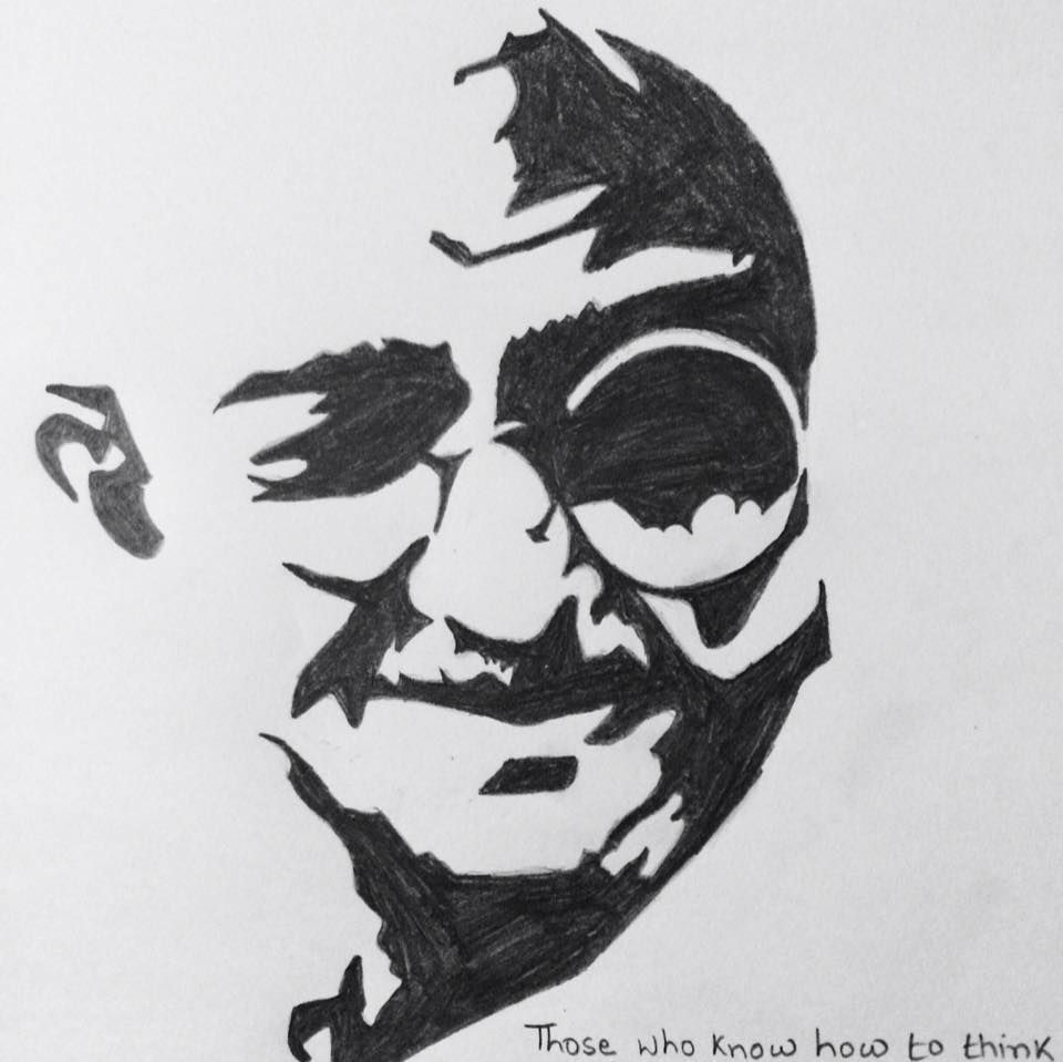 960x959 Mahatma Gandhiji Sketch - Gandhiji Drawing