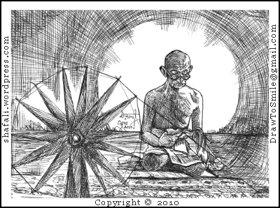 400x298 Caricature Of Mahatma Gandhi Shafali's Caricatures, Portraits - Gandhiji Drawing