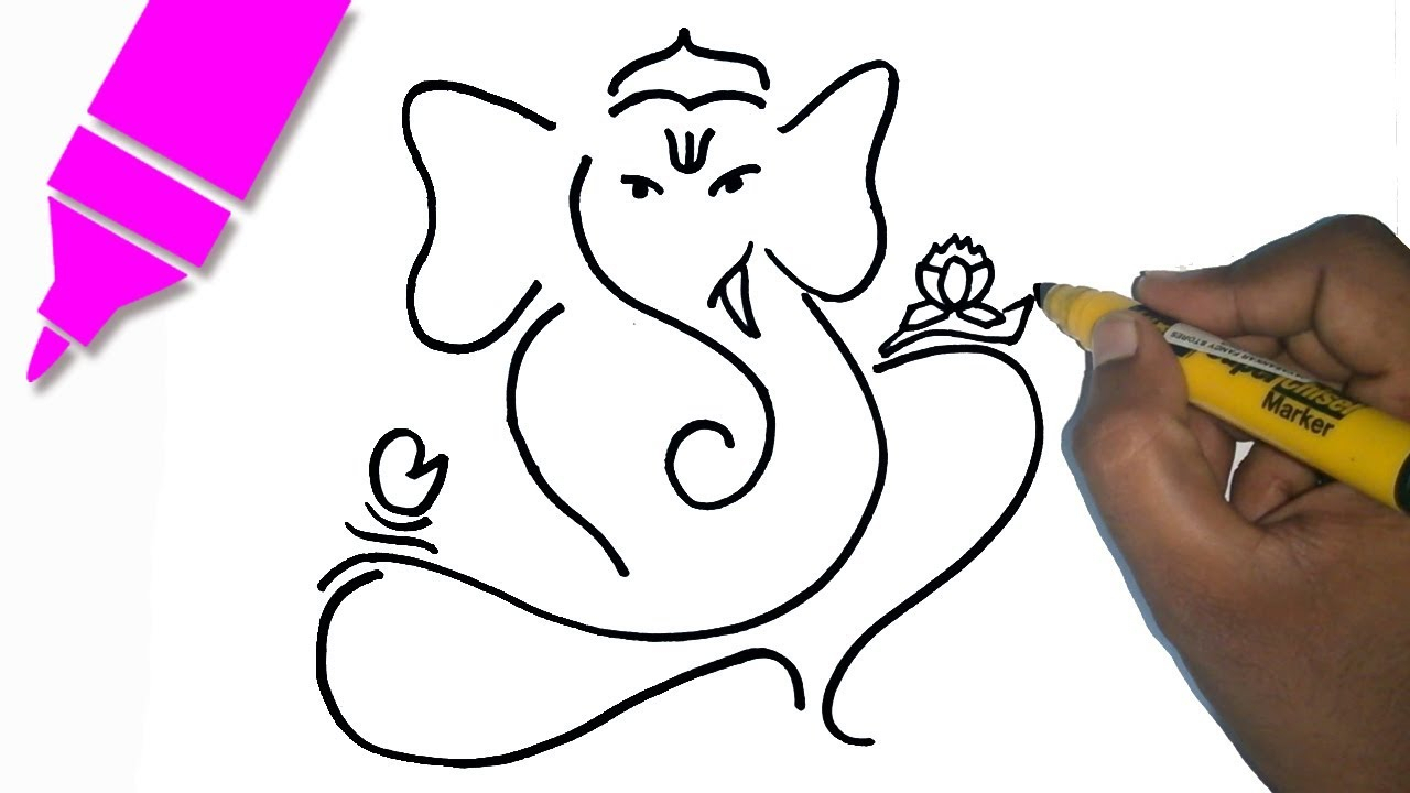 1280x720 ganesh ji drawing simple - Ganesh Drawing Images