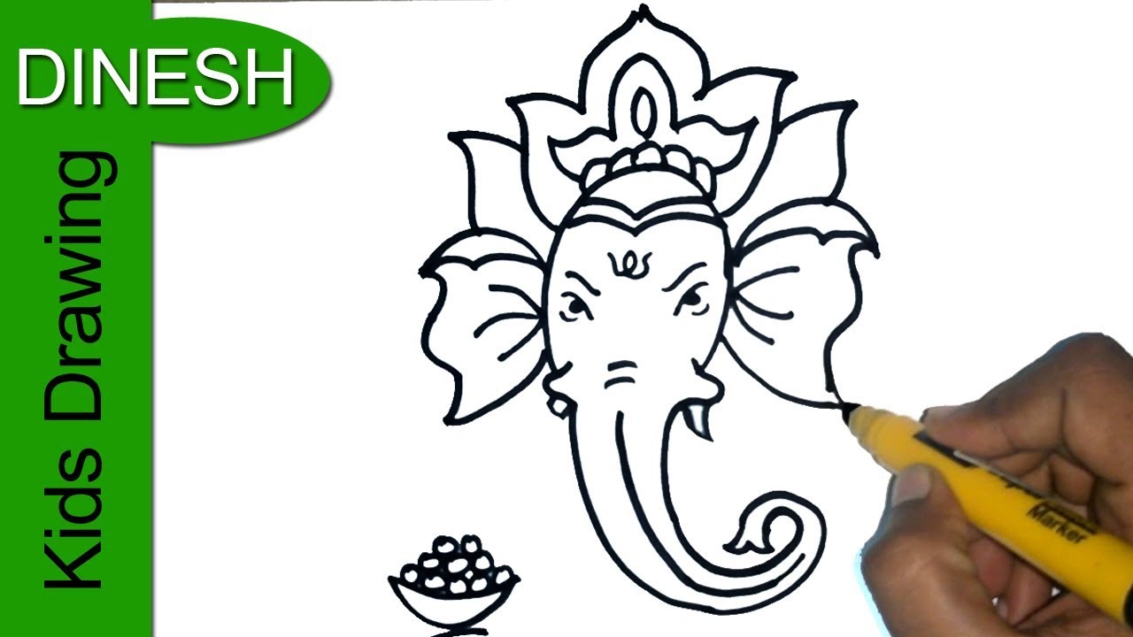 1280x720 How To Draw Ganesha Drawing For Kids Easy Vinayaka - Ganesh Drawing Images