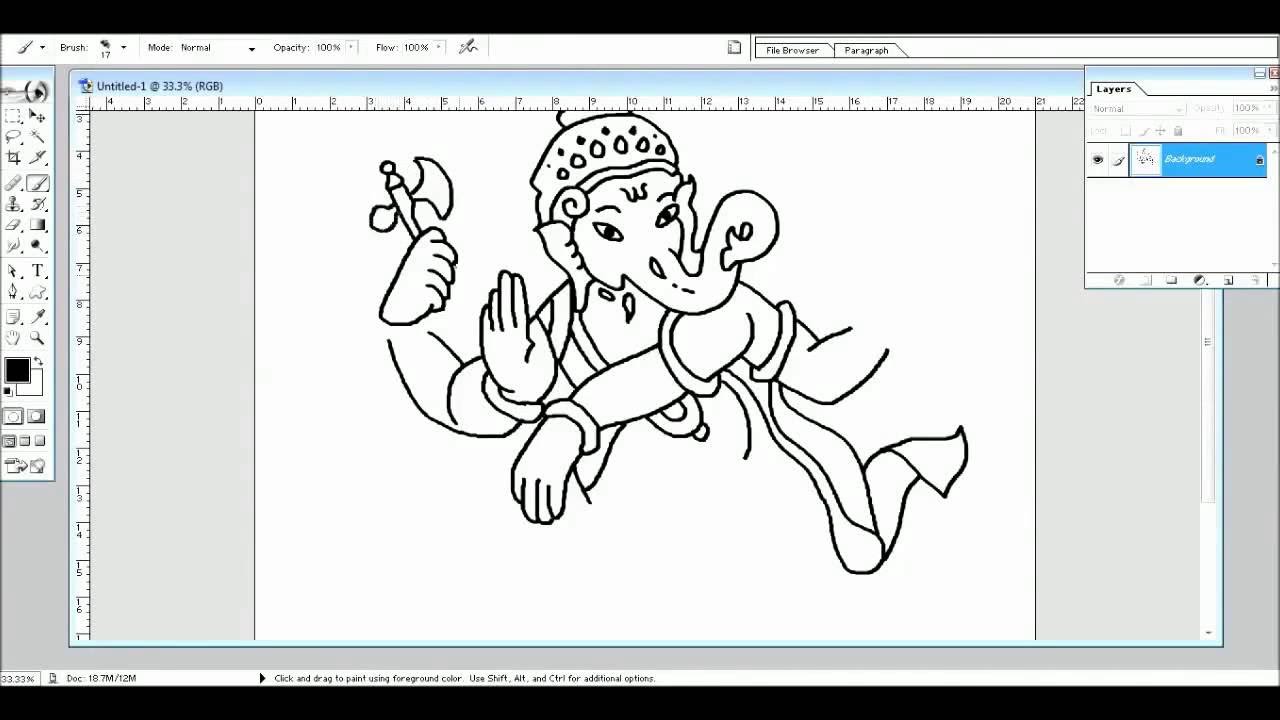 1280x720 How To Draw Ganesha Step - Ganesh Drawing Outline