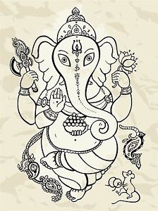 224x300 art print painting drawing ornate outline ganesh hindi elephant - Ganesh Drawing Outline