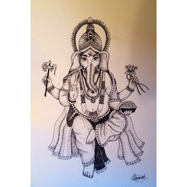 640x640 Dot Work Ganesh Drawing - Ganesh Drawing Pictures