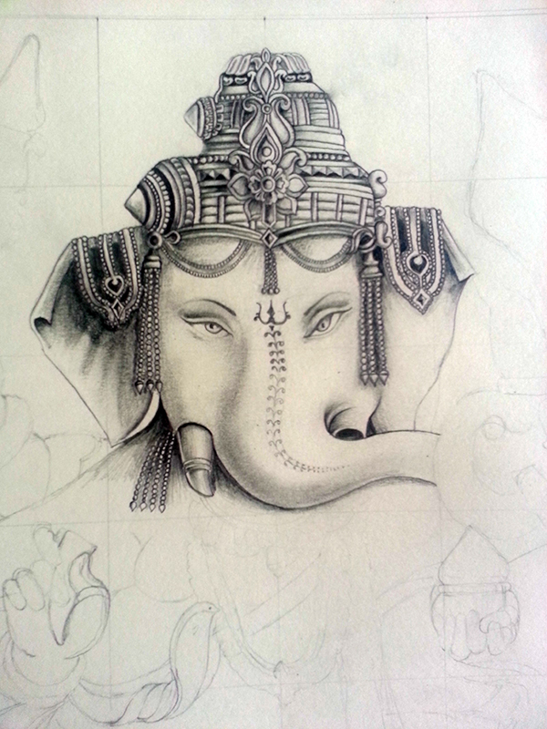 600x800 Lord Ganesh Pencil Drawing On Behance - Ganesh Drawing Pictures