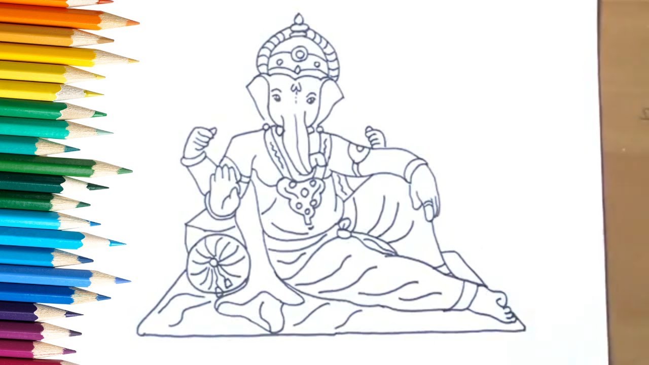 1280x720 How To Draw God Ganesha With Simple Lines Drawing Of Ganesh Ji - Ganesh Ji Drawing