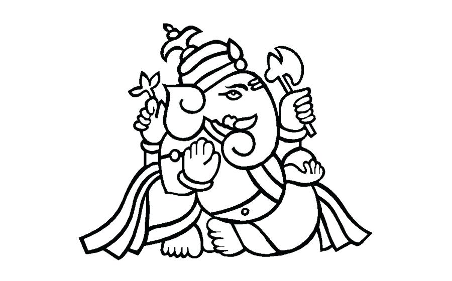 900x560 Colouring Pages Of Ganesh Ji Coloring Lord No Tattoo Drawing - Ganesh Ji Drawing