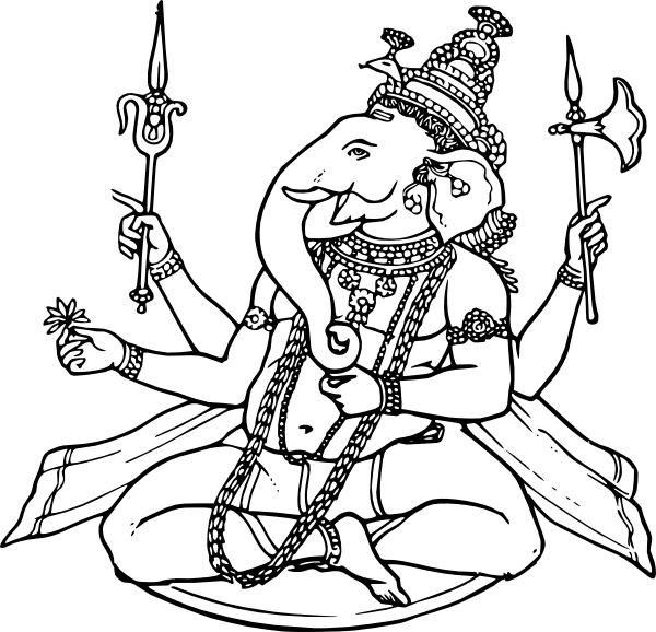 600x578 Ganesh Clip Art Free Vector In Open Office Drawing - Ganesh Line Drawing
