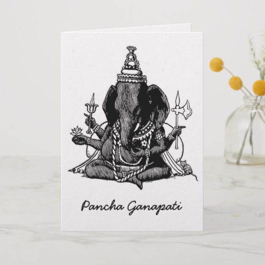 540x540 Seated Ganesh Line Drawing Holiday Card - Ganesh Line Drawing