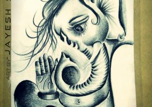 300x210 Lord Ganesh Pencil Sketch Images - Ganesh Pencil Drawing