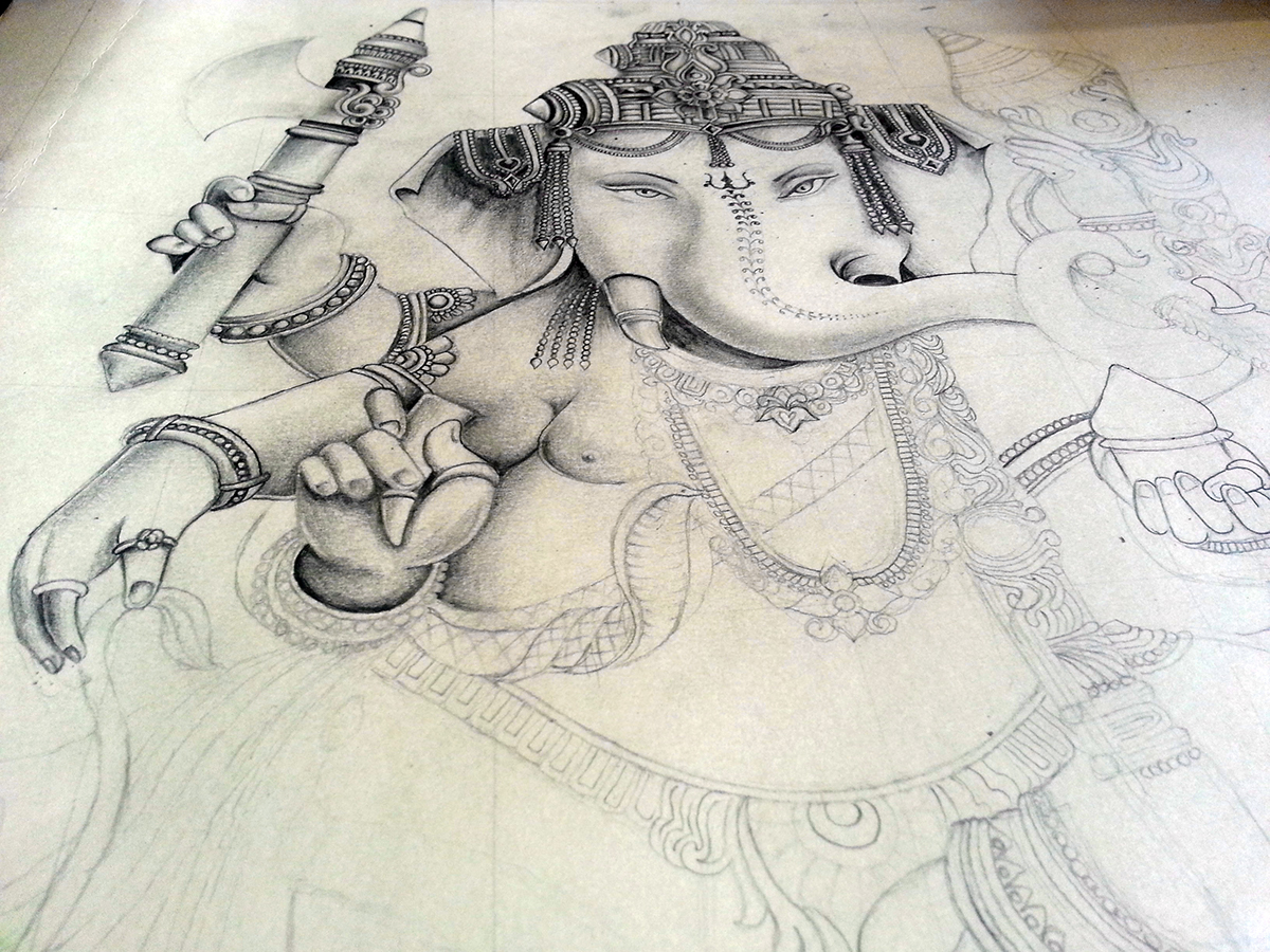 1200x900 Lord Ganesh Pencil Drawing On Behance - Ganesh Pencil Drawing