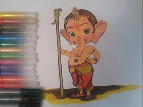 480x360 Ganesha Coloring Pages For Kids Speed Colouring Bal Ganesh - Ganesha Color Drawing