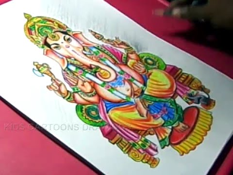 480x360 How To Draw Lord Ganesha Color Drawing Step - Ganesha Color Drawing