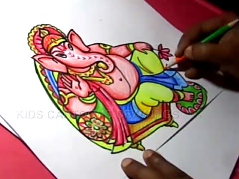 480x360 How To Draw Lord Ganesha Drawing For Kids Step - Ganesha Color Drawing