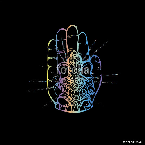 500x500 neon illustration of an elephant ganesha, a hindu god color - Ganesha Color Drawing