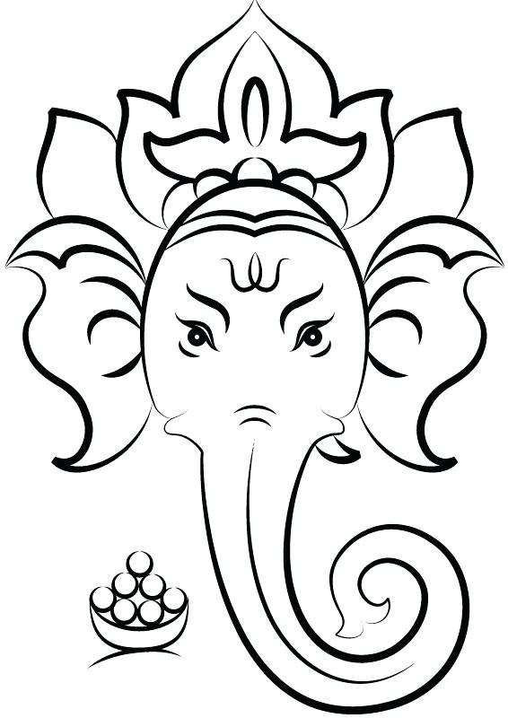 566x800 coloring simple drawing outline ganesh chaturthi colouring - Ganesha Color Drawing
