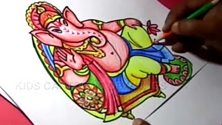 320x180 How To Draw Lord Ganesha Color Drawing Step - Ganesha Drawing For Kid