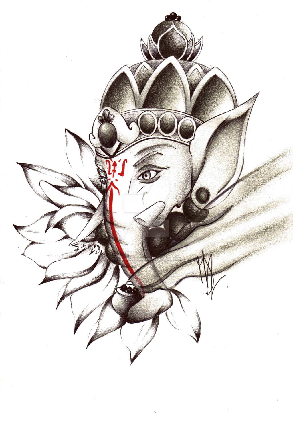1024x1507 Commission - Ganesha Tattoo Drawing