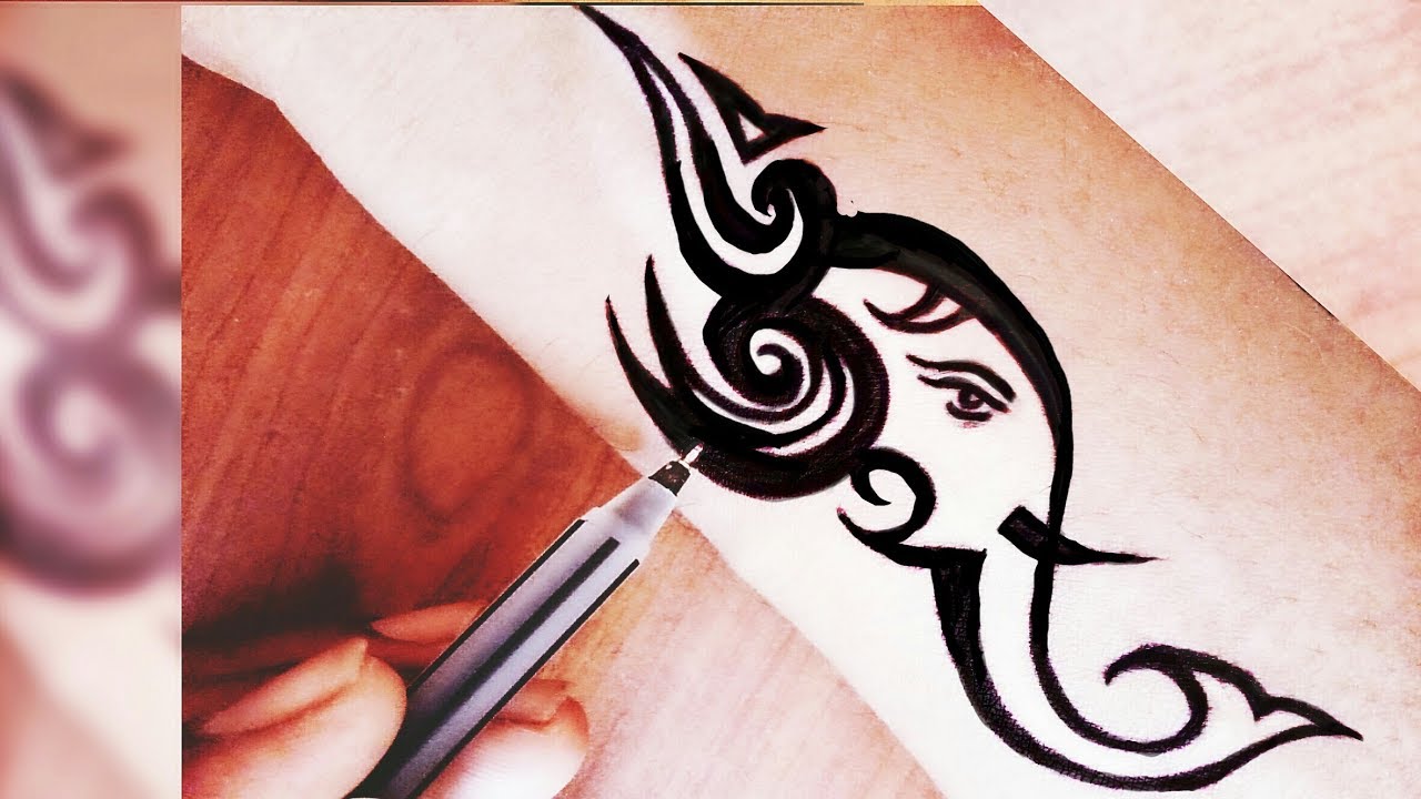 1280x720 ganesha tattoo designs small simple ganesha tattoo on wrist - Ganesha Tattoo Drawing