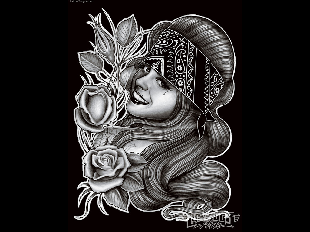 1024x768 Mexican Gangster Girl Wallpaper - Gangsta Drawings