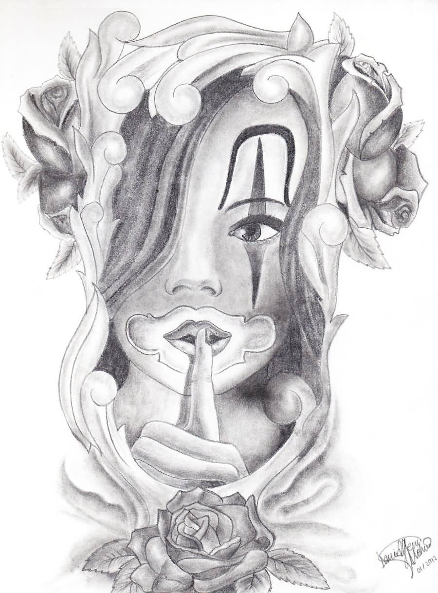900x1219 gangster tattoo beautiful chicano gangsta girl drawing - Gangsta Girl Drawings
