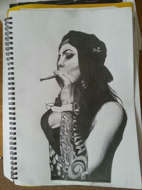 500x667 Pencil Drawing Gangster Girl Shared - Gangsta Girl Drawings