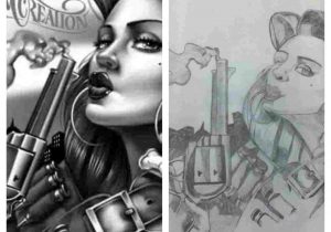 300x210 A Chola Gangster Artwork Youtuberhyoutubecom Drawing Bandanna - Gangsta Girl Drawings
