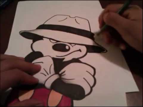 480x360 Drawing Character Mickey Mouse Gangster - Gangsta Mickey Mouse Drawing