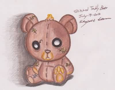 400x311 Cute Brown Stitched Teddy Bear Tattoo Drawing - Gangsta Teddy Bear Drawing