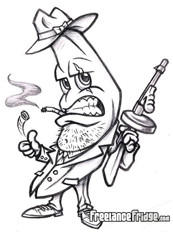 564x755 funny gangster banana cartoon drawing cartoon drawings - Gangster Cartoon Drawings