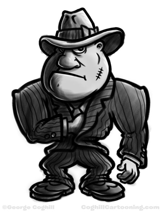 Gangster Cartoon Character Sketch - Gangster Cartoon Drawings. 