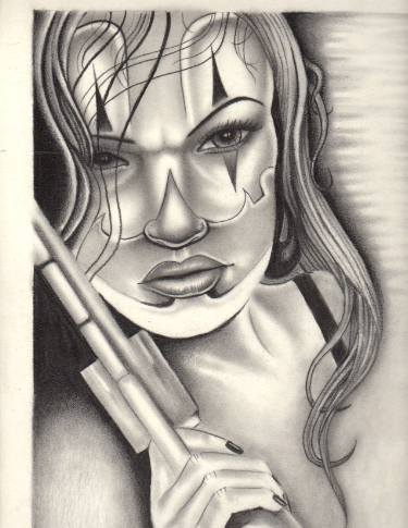 375x485 Clown Lady Drawings For Sale Saatchi Art - Gangster Clown Drawings