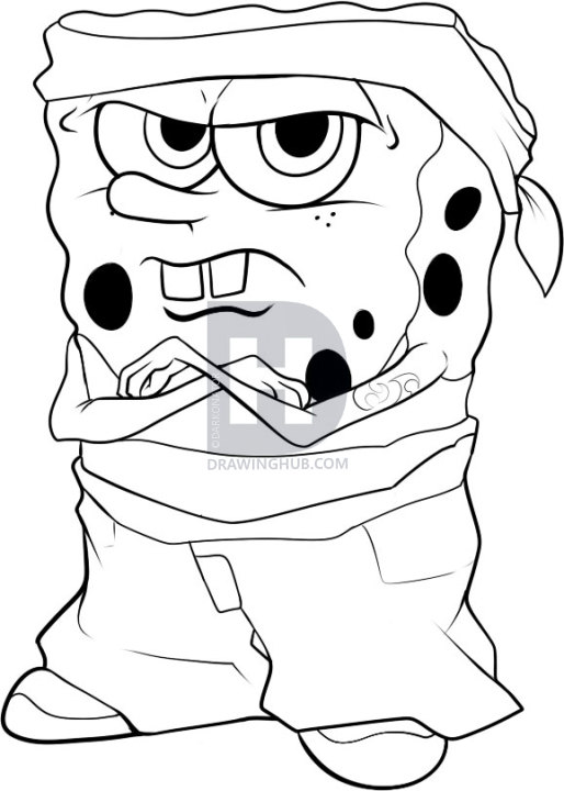 514x720 How To Draw Gangster Spongebob, Step - Gangster Drawings