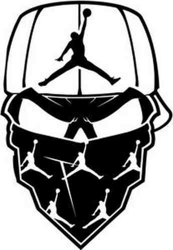 345x500 Skull Gangster Air Jordan Vinyl Car Window Decal Sticker - Gangster Skull Drawing