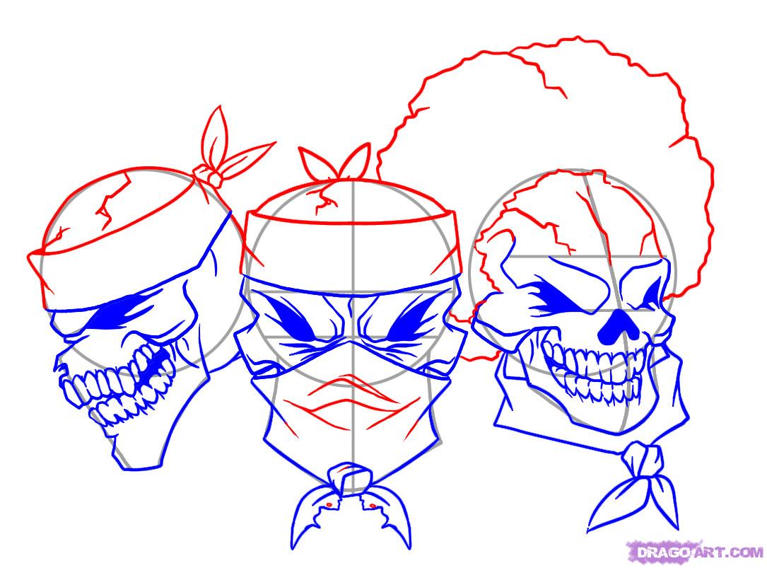 1085x803 How To Draw Gangsta, Step - Gangster Skull Drawing