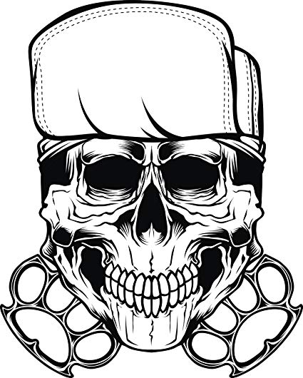 425x530 scary gangster skull with cap and iron knuckles vinyl - Gangster Skull Drawing