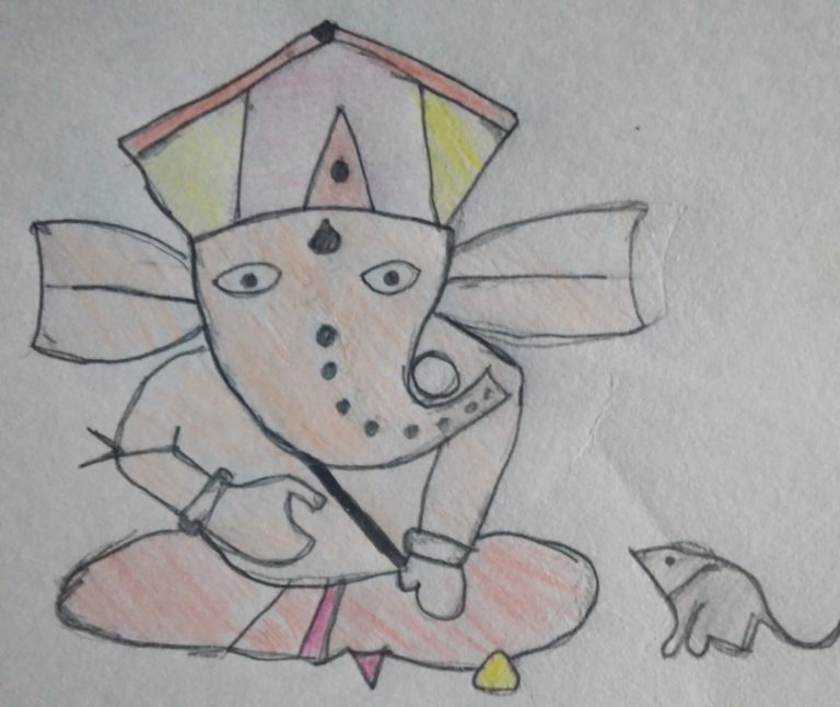 768x646 ganpati drawing jaituu - Ganpati Drawing