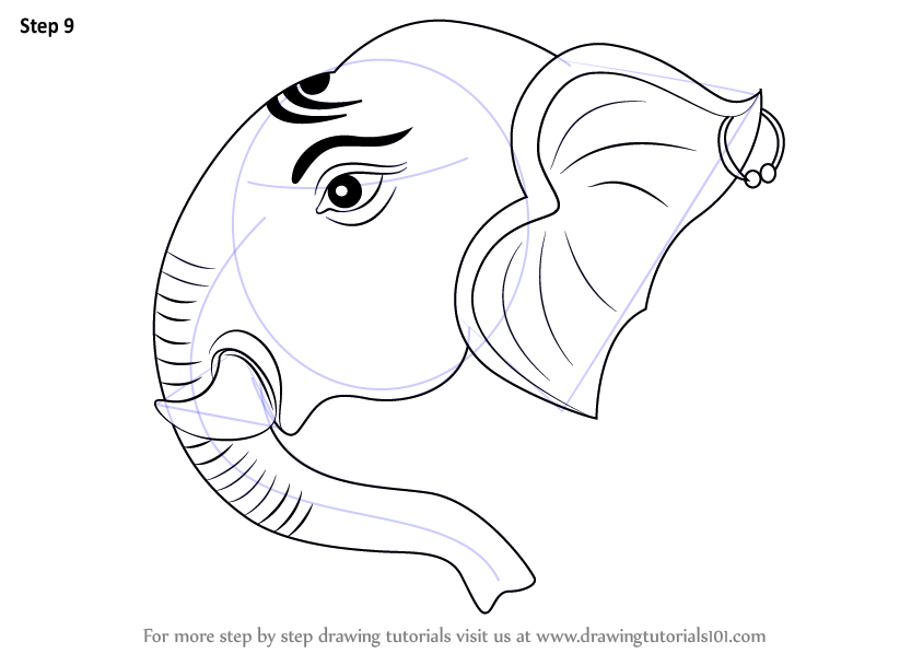 844x598 learn how to draw ganpati head - Ganpati Drawing