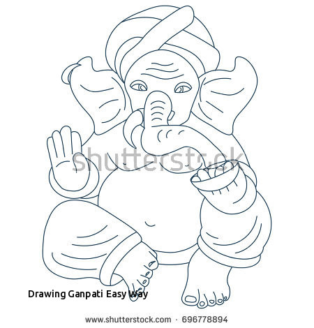 450x470 drawing ganpati easy way vector line art linear illustration hindu - Ganpati Drawing