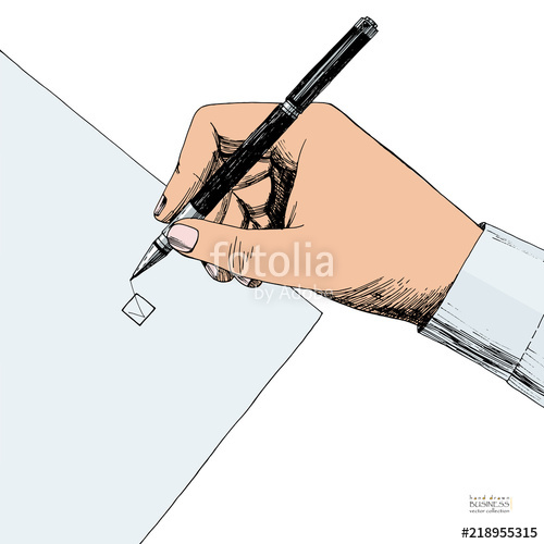 500x500 Vector Illustration Of Hand Holding Pen And Drawing Tick - Gap Drawing