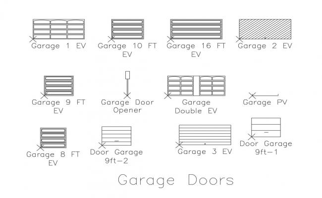 650x400 multiple garage door elevation blocks cad drawing details dwg - Garage Door Drawing
