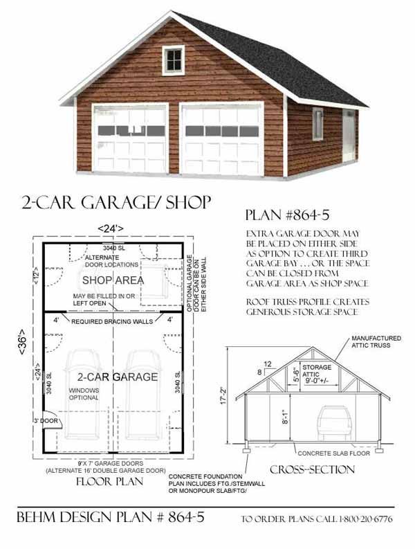 600x793 car attic roof garage with shop plans - Garage Drawings