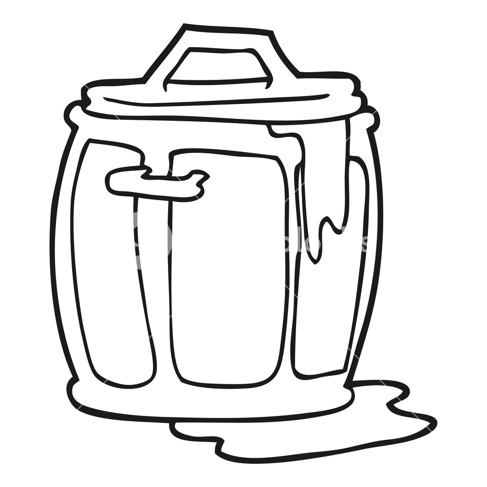 1000x1000 Freehand Drawn Black And White Cartoon Dirty Garbage Can Royalty - Garbage Can Drawing