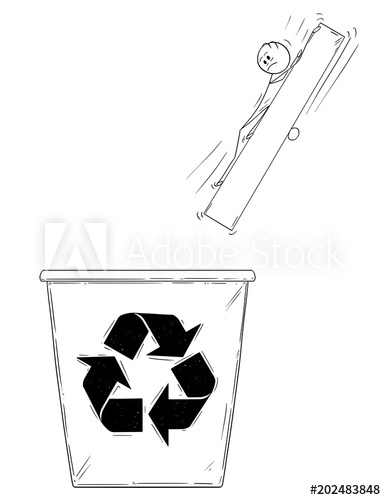 386x500 Cartoon Stick Man Drawing Conceptual Illustration Of Businessman - Garbage Can Drawing