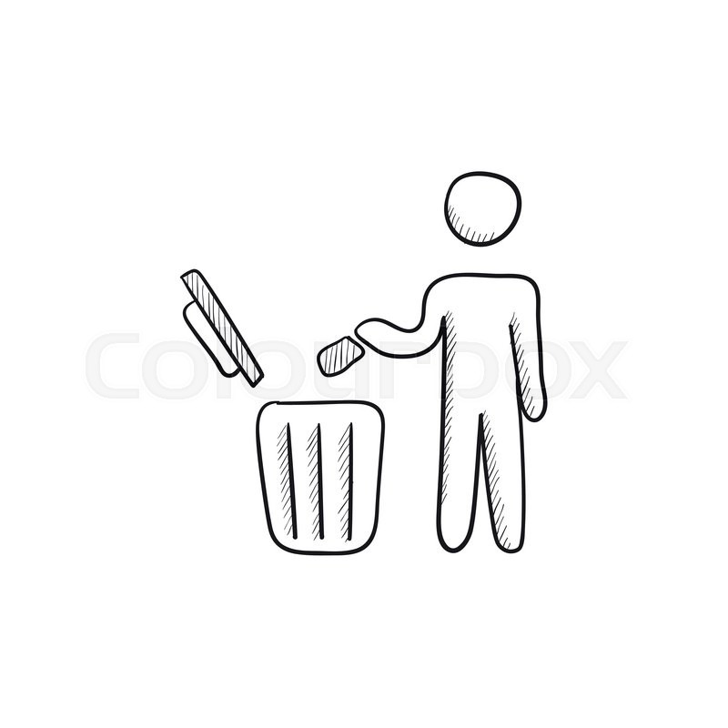 800x800 Man Throwing Garbage In A Bin Vector Stock Vector Colourbox - Garbage Drawing