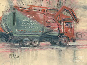 300x225 garbage truck art fine art america - Garbage Truck Drawing