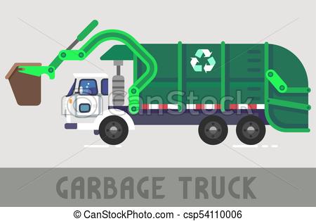 450x314 green garbage truck in flat style - Garbage Truck Drawing