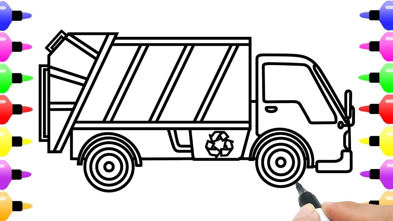waste management garbage truck drawing
