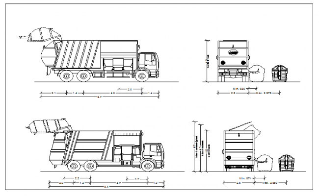 650x400 block of garbage truck dwg - Garbage Truck Drawing